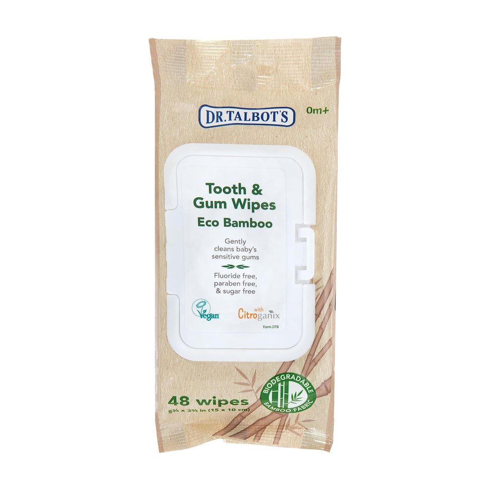 Dr. Talbot's Eco Bamboo Baby Tooth and Gum Wipes Naturally Inspired With Citroganix, 1-pack, 48 count