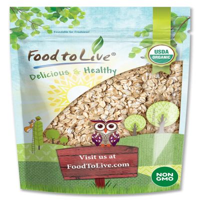 Food to Live Gluten Free Organic Regular Rolled Oats, 2 Pounds Non-GMO, Old-Fashioned, 100% Whole Grain, Vegan, Bulk. Rich in Fiber. Great for Oatmeal, Cereal, Granola, Cookies. Made in USA