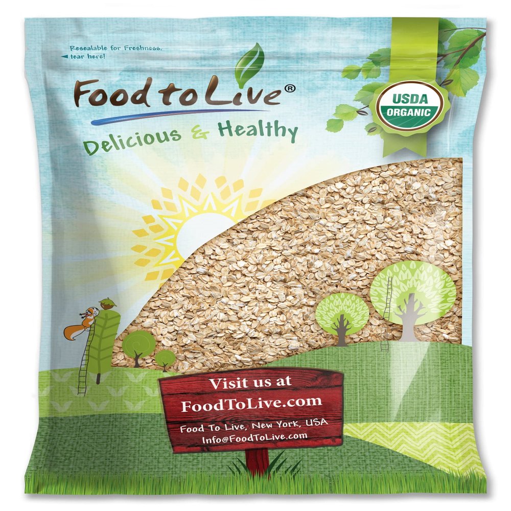 Food to Live Gluten Free Organic Regular Rolled Oats, 6 Pounds Non-GMO, Old-Fashioned, 100% Whole Grain, Vegan, Bulk. Rich in Fiber. Great for Oatmeal, Cereal, Granola, Cookies. Made in USA