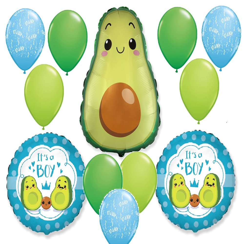 12pc set IT'S A BOY party AVOCADO baby shower welcome gift decor favors blue green