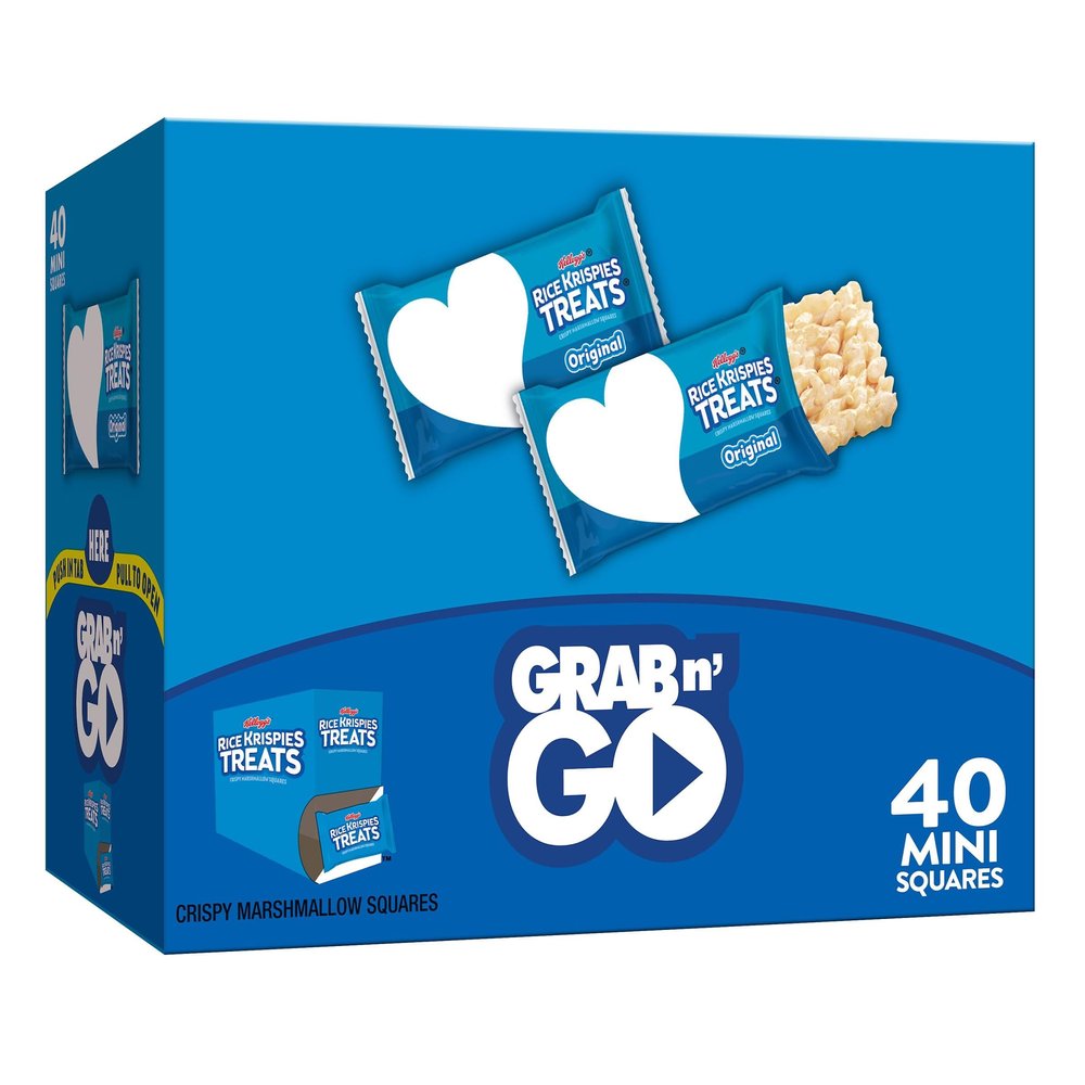 Rice Krispies Treats Mini Squares, Kids Snacks, Lunch Snacks, Grab n' Go, Original, 15.5oz Box (40 Bars)
