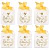 AUNMAS 50pcs Wedding Party Favor Candy Boxes, Paper Material Pattern Gift Box with Gold Ribbon Wedding Gift Boxes for Anniverary Birthday Party, White view 1