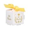 AUNMAS 50pcs Wedding Party Favor Candy Boxes, Paper Material Pattern Gift Box with Gold Ribbon Wedding Gift Boxes for Anniverary Birthday Party, White view 2