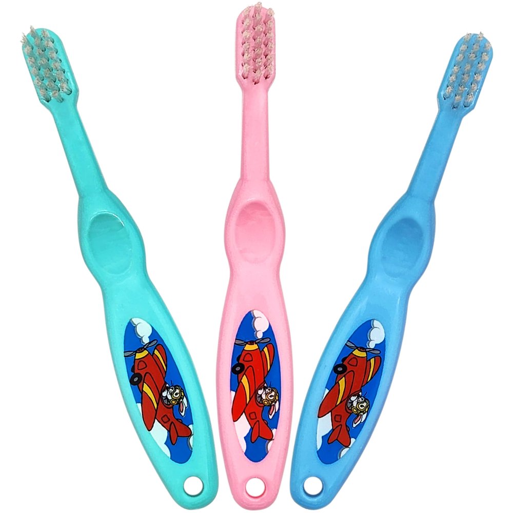 Bottles N Bags Baby Toothbrush- Soft Bristles  Set of 3 Toddler Toothbrush for Boys and Girls Cute Colors and Designs Great Gift for Baby's and Toddlers 3 Pack
