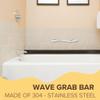 24 Wave-Shaped Grab Bars for Shower in 1.25 Dia, Right Handed | ADA Handicap Grab Bars for Seniors Can Hold up to 500 lbs | Grab Bars for Wall in Polished Finish view 3