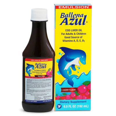 Ballena Azul Aceite de Hgado de Bacalao para Adultos y Nios, COD Liver Oil for Adults and Children, Good Source of Vitamins A,D,E, B1, Dietary Supplement, Omega 3