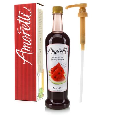 Amoretti - Watermelon Beverage Infusion, 94 Servings Per Bottle (750 ml) - Drink Mix & Water Enhancer with Pump for Flavoring Cocktails, Waters, Teas, and other Beverages, Preservative Free