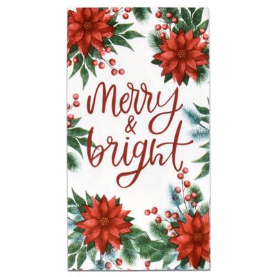 Gift Boutique 100 Christmas Guest, Disposable Paper Merry and Bright Poinsettia Xmas Dinner Hand Napkin Towel for Home Kitchen Bathroom Powder Wedding Winter Holiday Party Decorative Fingertip Towels