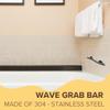 18 Wave-Shaped Grab Bars for Shower in 1.25 Dia, Right Handed | ADA Handicap Grab Bars for Seniors Can Hold up to 500 lbs | Grab Bars for Wall in Matte Finish view 3