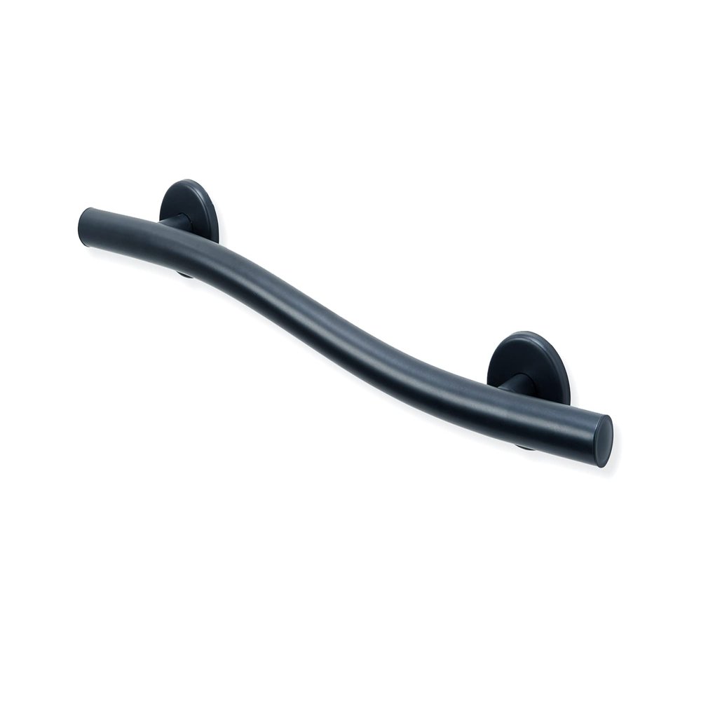 24 Wave-Shaped Grab Bars for Shower in 1.25 Dia, Right Handed | ADA Handicap Grab Bars for Seniors Can Hold up to 500 lbs | Grab Bars for Wall in Matte Finish