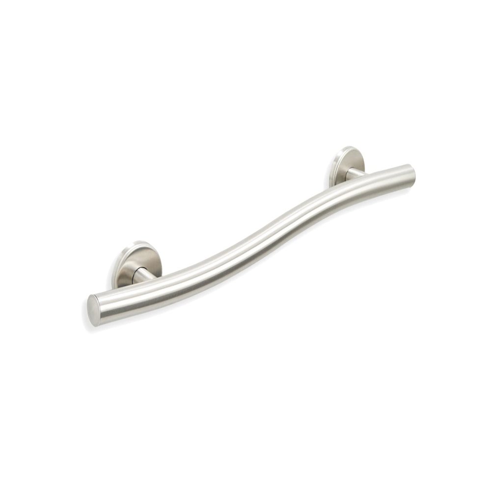 24 Wave-Shaped Grab Bars for Shower in 1.25 Dia, Left Handed | ADA Handicap Grab Bars for Seniors Can Hold up to 500 lbs | Grab Bars for Wall in Brushed Finish