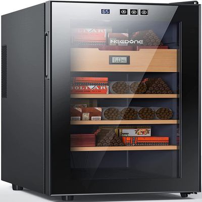 NEEDONE Cigar Humidors 48L with Cooling Function, Electronic Cooler Humidor Cabinet for 300 Cigars, Spanish Cedar Wood Drawer Shelves with Digital Hygrometer, Gift for Men,2 Year Warranty