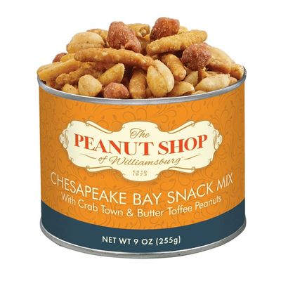 The Peanut Shop of Williamsburg Chesapeake Bay Snack Mix with Virginia Peanuts, 9 oz Tin