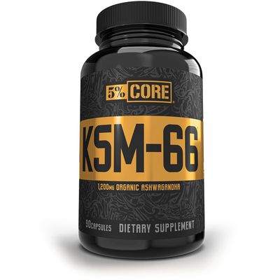 5% Nutrition Core KSM-66 Ashwagandha | 1,200mg Organic Ashwagandha Root Powder Extract | High Potency 5% Withanolides (45 Servings, 90 Capsules)