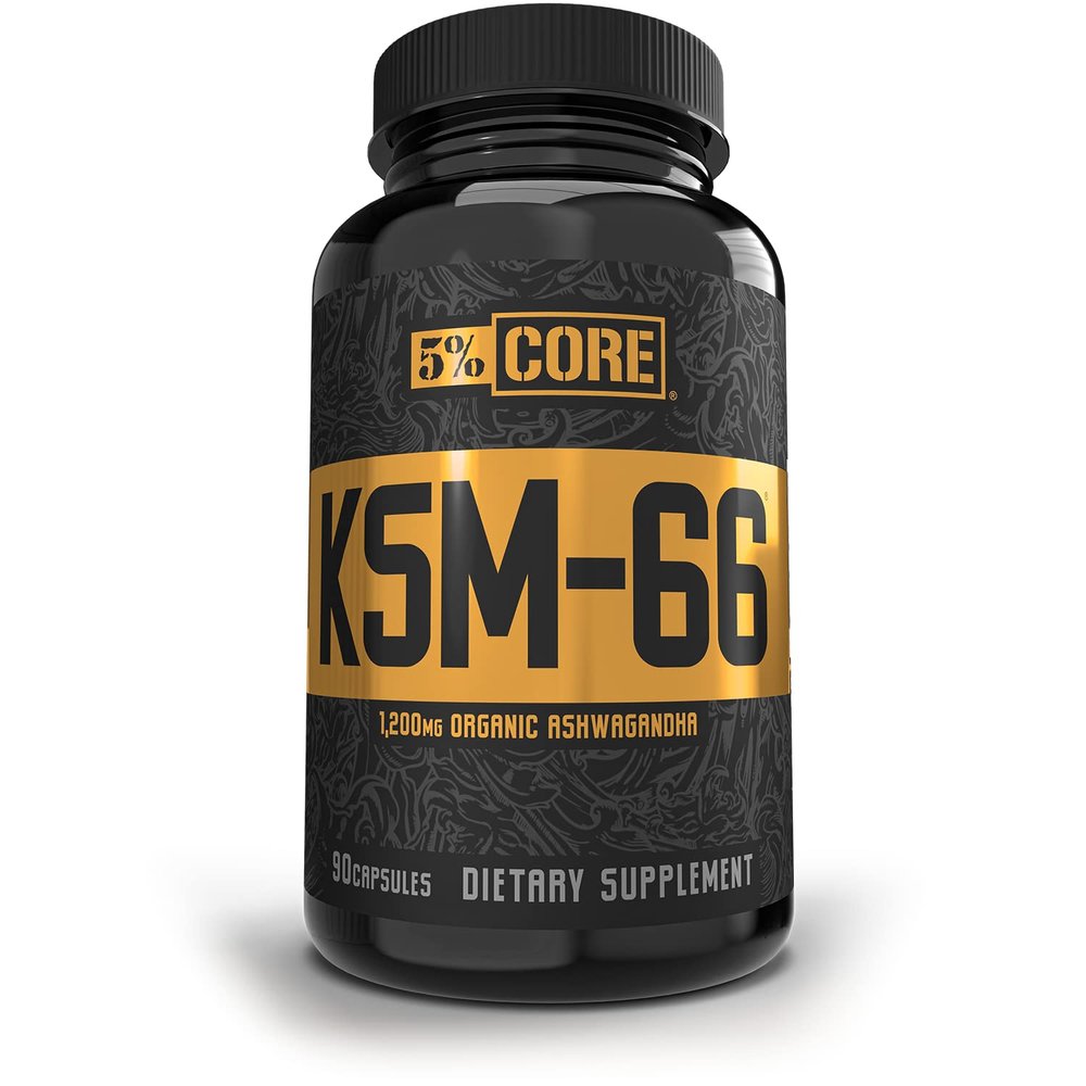 5% Nutrition Core KSM-66 Ashwagandha | 1,200mg Organic Ashwagandha Root Powder Extract | High Potency 5% Withanolides (45 Servings, 90 Capsules)