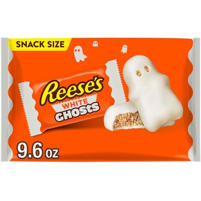 REESE'S White Creme Peanut Butter Snack Size White Ghosts, Halloween Candy Bag, 9.6 oz