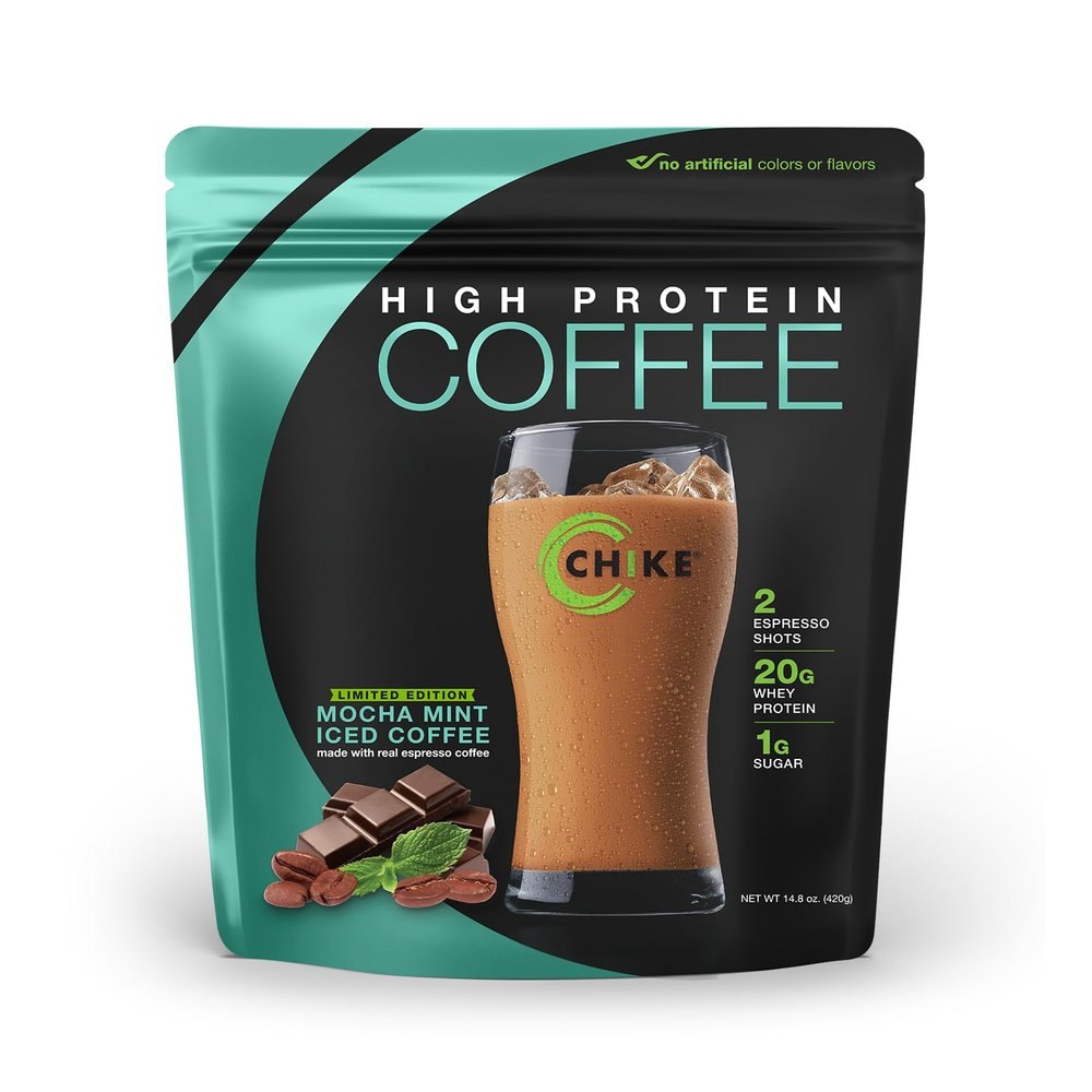 Chike Mocha Mint High Protein Iced Coffee, 20 G Protein, 2 Shots Espresso, 1 G Sugar, Keto Friendly and Gluten Free, 14 Servings (14.8 Ounce)