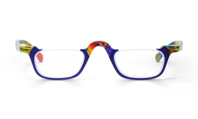 eyebobs - Untamed | Premium Reading Glasses for Men and Women | Half-Rim Frames for Average Faces, Blue & Multi Color, 3.50