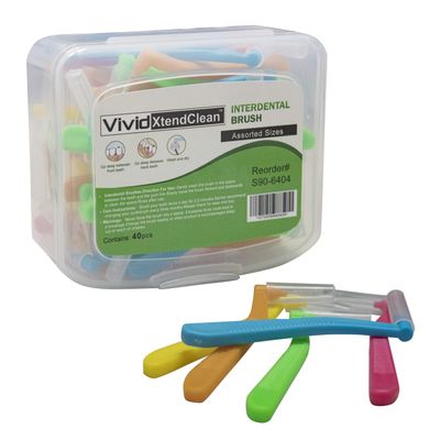 Interdental Proxy Brush Go-Betweens Interdental Brushes, Angle Cleaner, Tight - Assorted Size, Vivid XtendClean - Pack of 40
