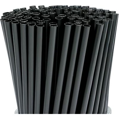 150 pack of 12" BLACK Plastic Disposable Drinking Straw Unwrapped