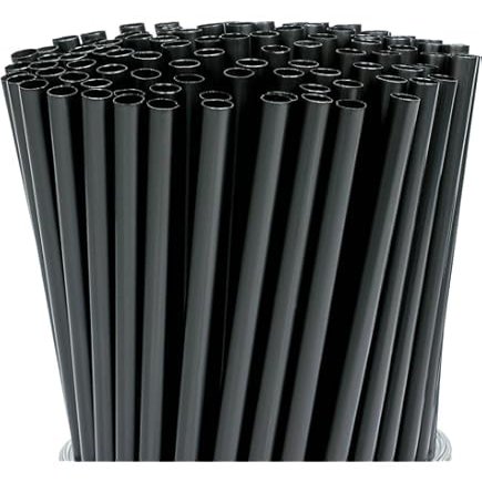 150 pack of 12" BLACK Plastic Disposable Drinking Straw Unwrapped
