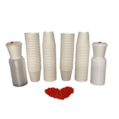100 Double Wall White Paper2 Hot Cups with Lid & Spout Plug - 12oz (Clear (50) + White (50) Tops)