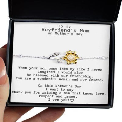 Sunflower Bracelet - Boyfriend's Mom Gift, Gift for Boyfriends Mom on for Boyfriend's Mom, Jewelry for Boyfriends Mom