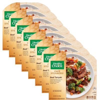 Healthy Choice Beef Teriyaki - Tender Beef Strips - Rice, Carrots, Broccoli, and Water Chestnuts in a Sweet Teriyaki Sauce - 8 Pack (9.5 Oz Each) - Ready Set Gourmet Donate a Meal Program