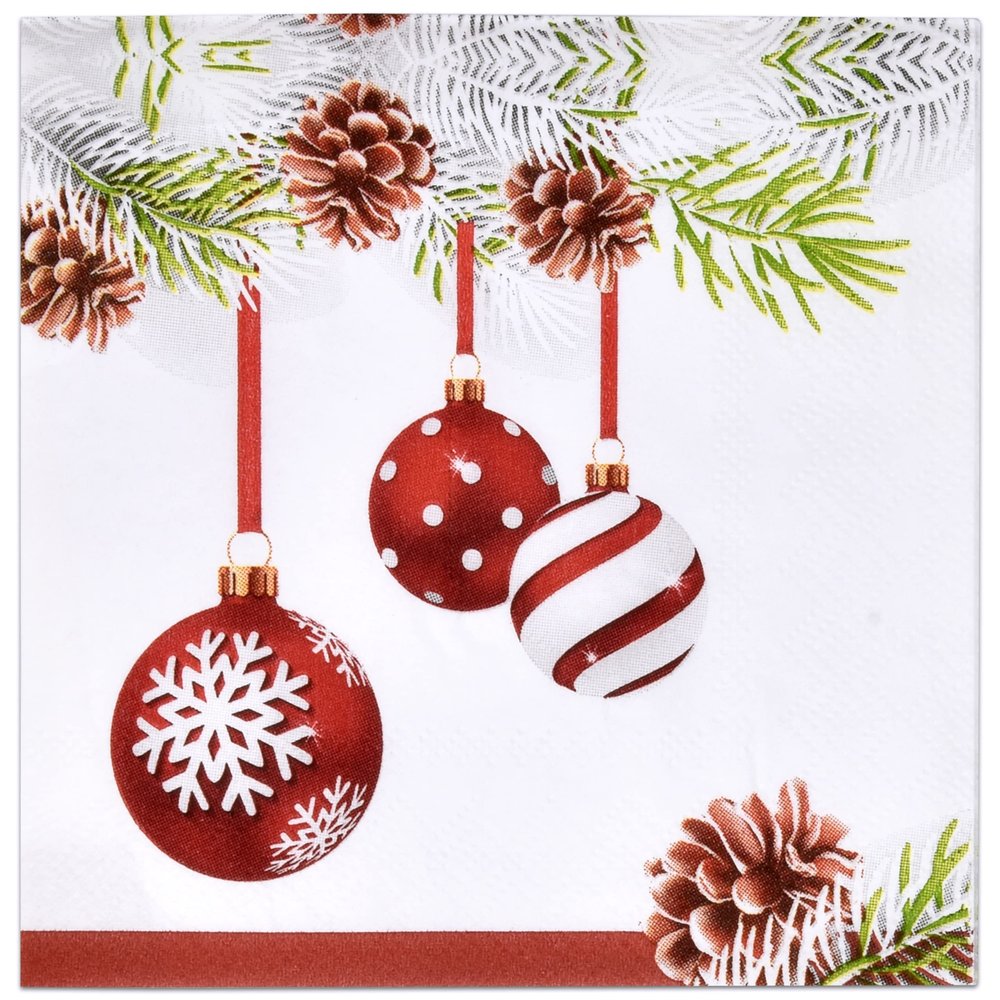 Gift Boutique 100 Christmas Ornament Cocktail Beverage Napkins 3 Ply Disposable Paper Decorative Elegant Xmas Hanging Ornaments Dessert Dinner Napkin for Winter Wedding Party Supplies Table Dcor