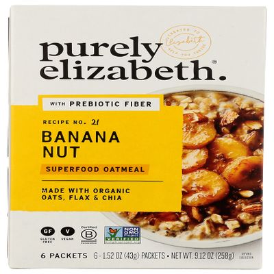 Purely Elizabeth, Oatmeal Banana Nut Prebiotic Multipack, 9.12 Ounce