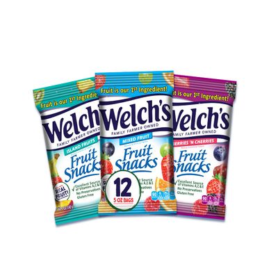 Welch's Fruit Snacks, Variety Pack With Mixed Fruit, Berries 'N Cherries & Island Fruits, Gluten Free, Bulk Pack, 5oz (Pack of 12)