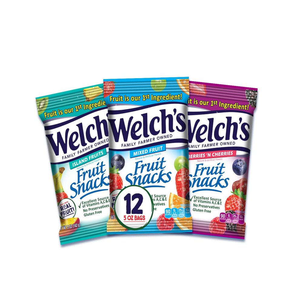Welch's Fruit Snacks, Variety Pack With Mixed Fruit, Berries 'N Cherries & Island Fruits, Gluten Free, Bulk Pack, 5oz (Pack of 12)