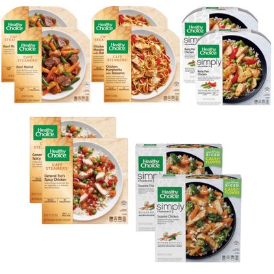 Healthy Choice Frozen Meals Variety Pack - Healthy Choice Sesame Chicken - Spicy Chicken General Tso's - Chicken Margherita with Balsamic - Kung Pao Chicken - Beef Merlot - 2 Boxes of Each, 10 Total