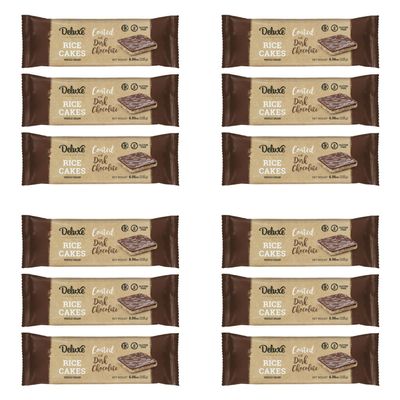Deluxe & Bla Bla Thin and Crispy Strawberry Yogurt Chocolate Rice Cakes, Kosher Certified Dairy, Gluten Free, Nuts Free Snack Pack Of 3 (Pack of 3, White Chocolate) (Pack of 12, Dark Chocolate)