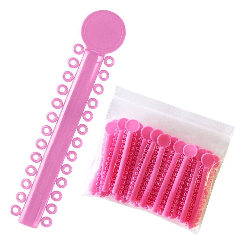 2080 Pink Ligature Ties for Braces - Dental Orthodontic Ligature Ties for Brackets - Elastic O-Ring Rubber Bands (2 Bags of 1040)