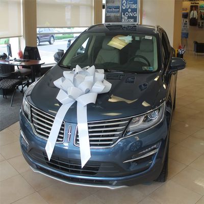 28" Big White Magnetic Gift Car Bow - Made in USA