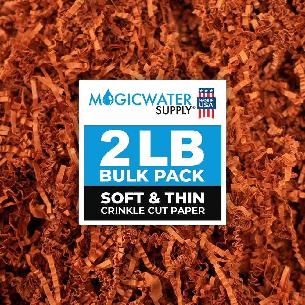 MagicWater Supply Soft & Thin Crinkle Cut Paper - 2 LB - Rust - Paper Shred Filler for Gift Wrapping, Basket Filling, Birthdays, Weddings, Anniversaries, Valentines Day, and other occasions