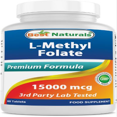 Best Naturals Methyl Folate 15000 mcg (15mg) (Most Bio-Available) 60 Tablets - Supports Cell Formation Growth Function, Brain, Memory, Cardiovascular Health (60 Count (Pack of 1))