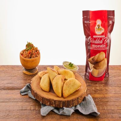 DELE FOOD Shredded Beef Empanada, 3 oz (8 Units) Gluten-Free Frozen Appetizer with Cornmeal Dough and Savory Beef Filling Pre-Cooked and Ready to Heat in Oven or Air Fryer Perfect Snack or Meal
