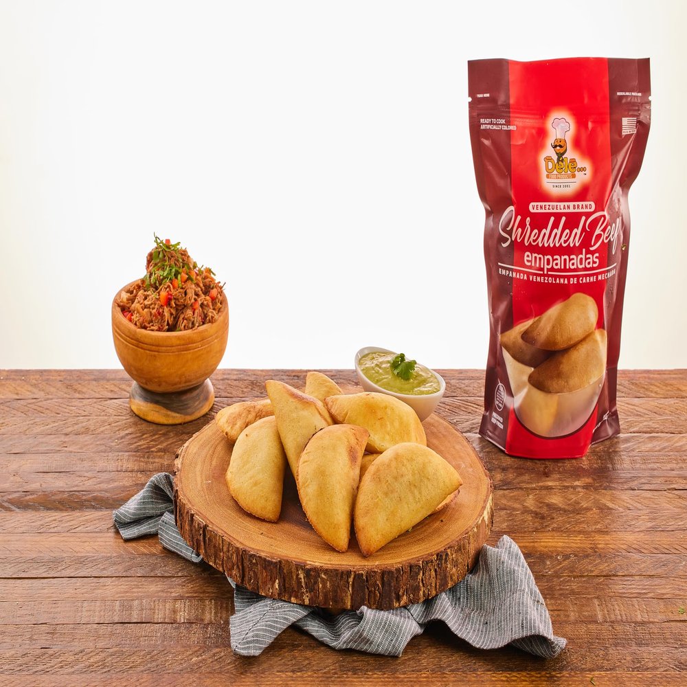 DELE FOOD Shredded Beef Empanada, 3 oz (8 Units)  Gluten-Free Frozen Appetizer with Cornmeal Dough and Savory Beef Filling  Pre-Cooked and Ready to Heat in Oven or Air Fryer  Perfect Snack or Meal