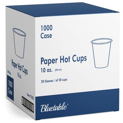 Coffee Cups 10 oz. Bulk Hot Paper Cups 1000 Case - Disposable Tea Cups 10oz Hot Beverage Hot Chocolate Hot Drink Cups for Dispenser Sustainable Compostable To Go Paper Cup White [1000 Pack / Case]