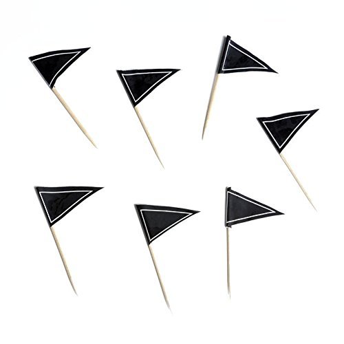 Balsa Circle 200 Black Pennant Flag Wood Toothpicks - Wedding Party Event Birthday Catering Disposable Tableware Home Supplies