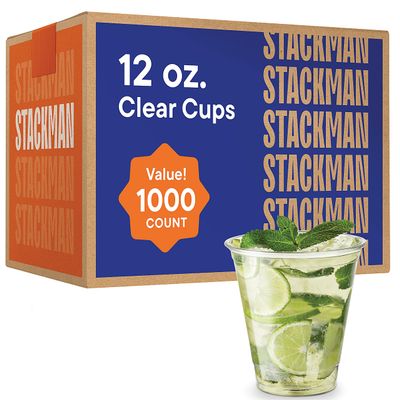 12 oz Clear Plastic Cups Bulk [1000 Pack - 12oz.] - Disposable PET Plastic Cups in Bulk (Compatible with Lids) for Cold Iced Coffee, Bubble Tea, Milk Shakes, Smoothies, Beer & To-Go - 12 Ounce Cup