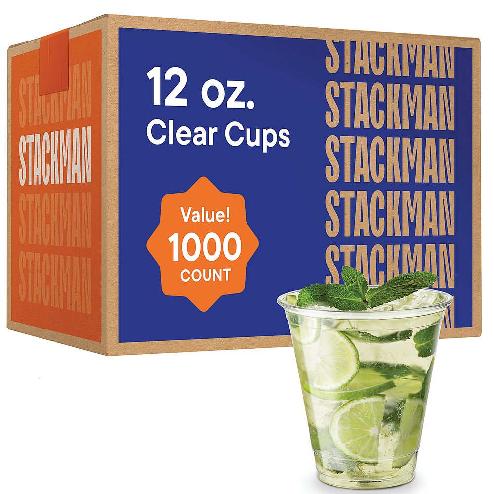 12 oz Clear Plastic Cups Bulk [1000 Pack - 12oz.] - Disposable PET Plastic Cups in Bulk (Compatible with Lids) for Cold Iced Coffee, Bubble Tea, Milk Shakes, Smoothies, Beer & To-Go - 12 Ounce Cup