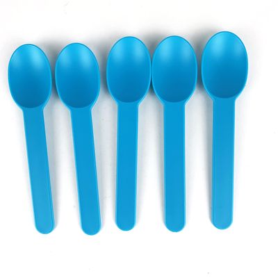 Worlds 50Pack Disposable Plastic Dessert Spoons  5.9" Blue Spoons for Ice Cream, Frozen Yogurt, Cereal, and Party Use
