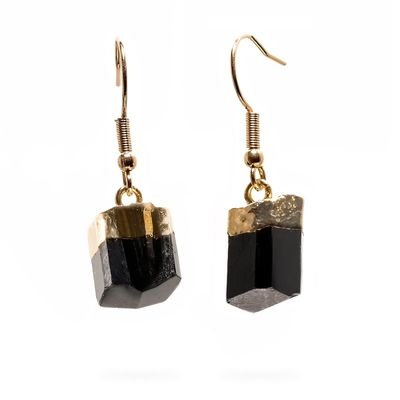AYANA Healing Crystal Earrings for Women - Handmade Drop Earrings with Ethically Sourced Authentic Gemstones | Birthstone Jewelry for Women Trendy (Black Tourmaline)