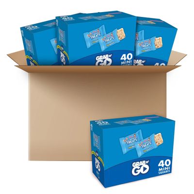 Rice Krispies Treats Mini Marshmallow Snack Bars, Kids Snacks, School Lunch, Grab N Go, Original (4 Boxes, 160 Bars)