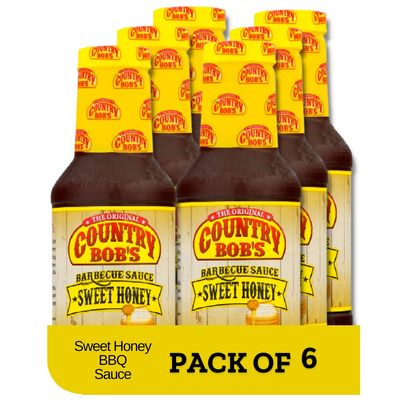 Country Bob's Sweet Honey Barbecue Sauce 18 oz (Pack of 6) | Organic & Natural BBQ Sauce for Meat, Chicken, Fish & Pork | Perfect for Marinating, Sweet and Savory Flavor Grill Sauce (Gluten Free)