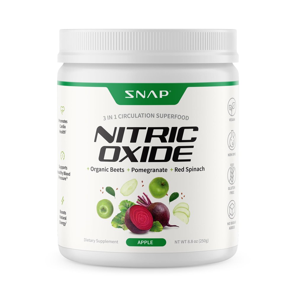 Snap Supplements Organic Beet Root Powder, Nitric Oxide Supplements for Men & Women, Organic Beets & Pomegranate, Supports Healthy Energy Levels, 8.8 oz (1 Month Supply), Apple