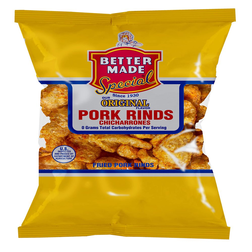 Better Made Flavored Pork Rinds Chicharrones -2.5oz Bag - 1g Carbs - Keto Friendly - Flavored Crispy Snacks, Family Owned Since 1930 - Lunch, Detroit